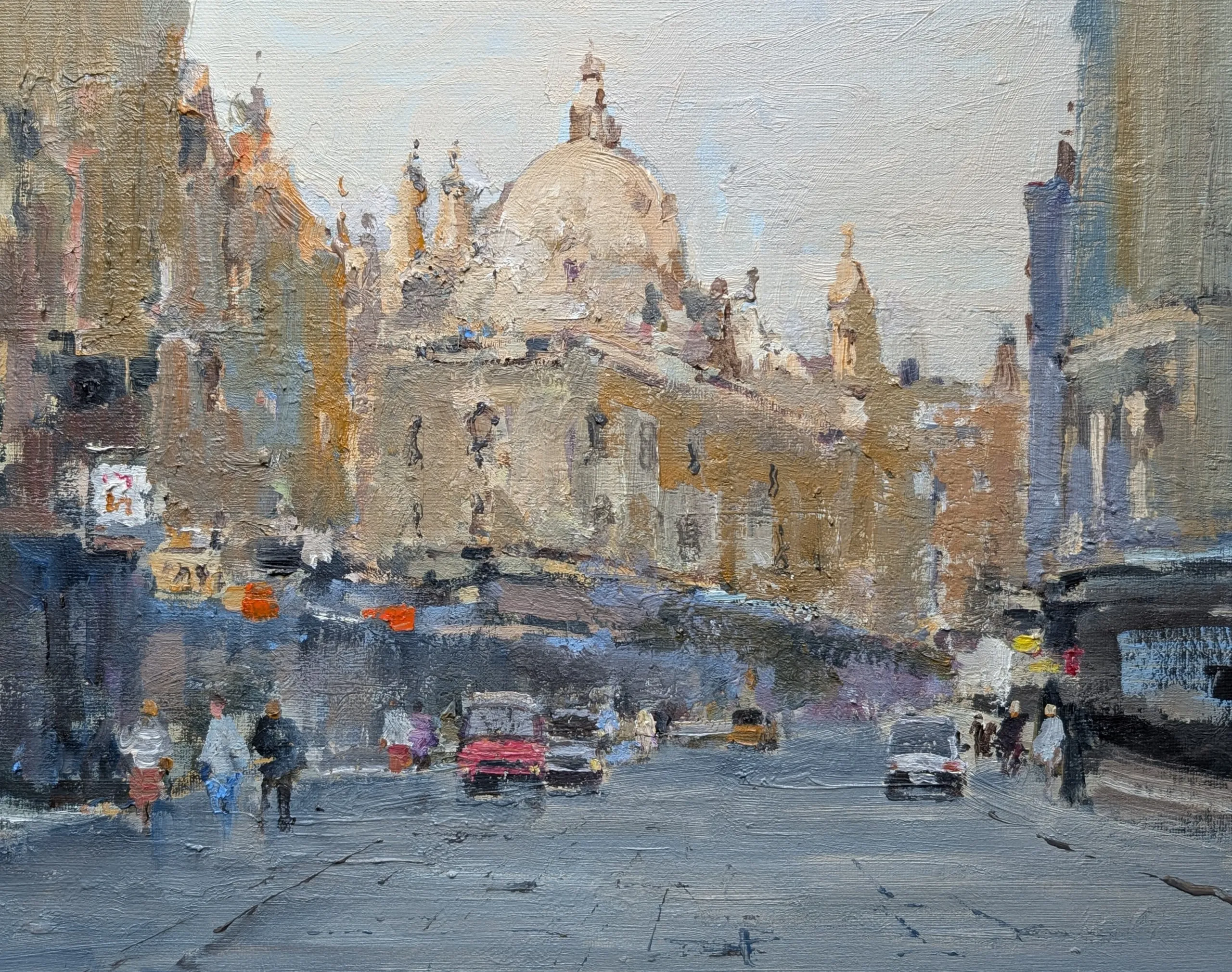 London street — oil painting by Qian Gao
