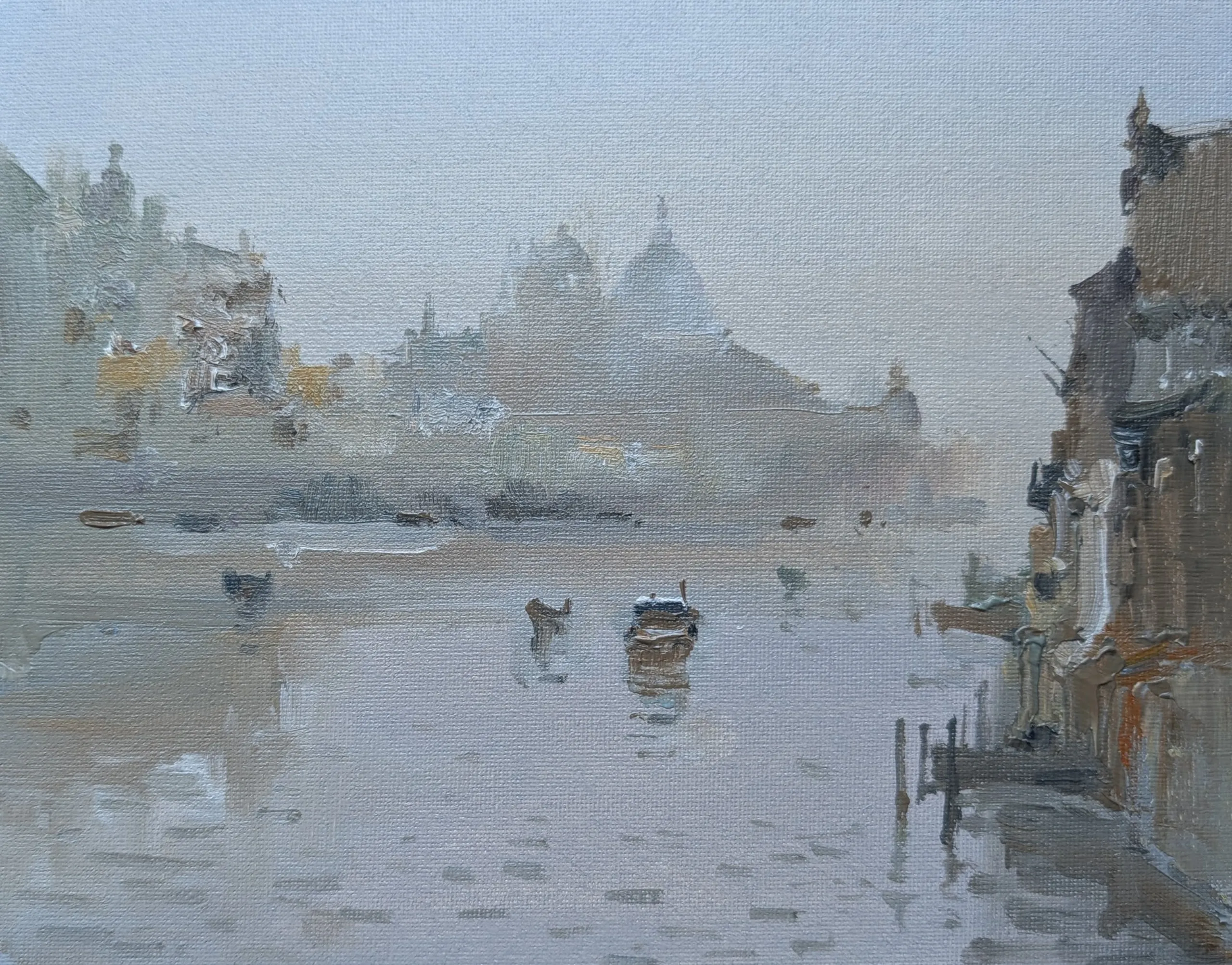 Canal mist — oil painting by Qian Gao