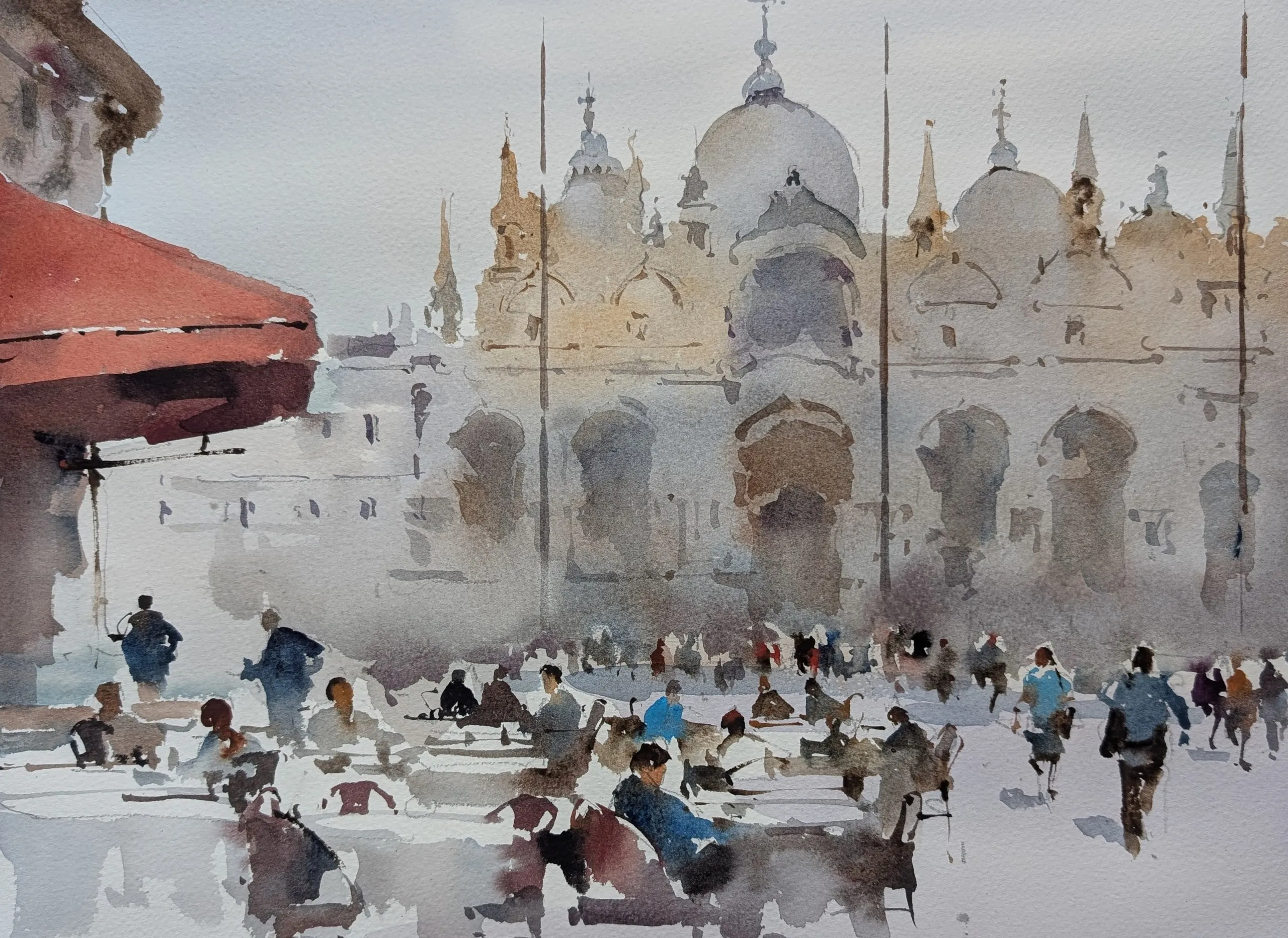 St Marks Square — watercolor painting by Qian Gao