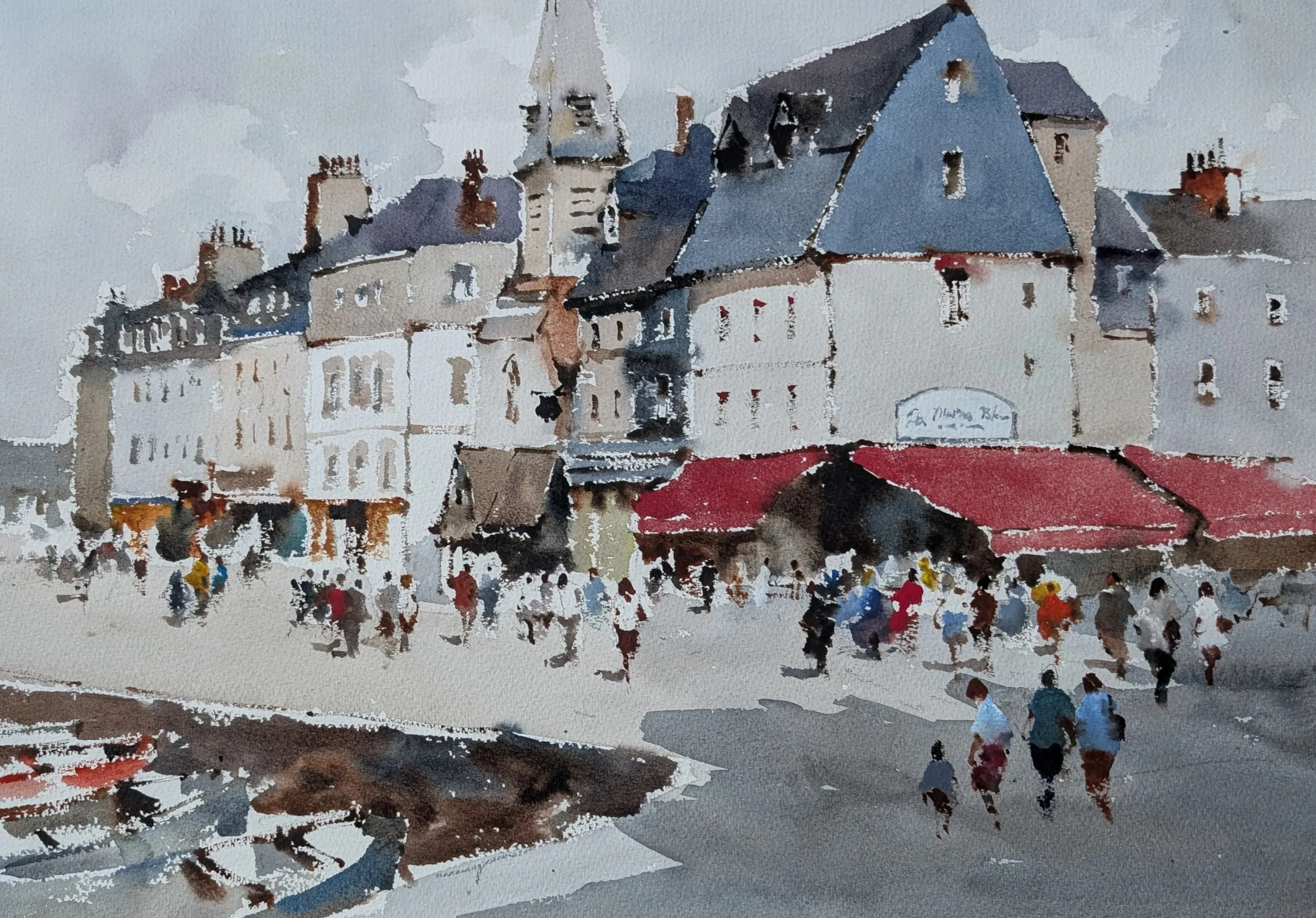 Honfleur summer — watercolor painting by Qian Gao