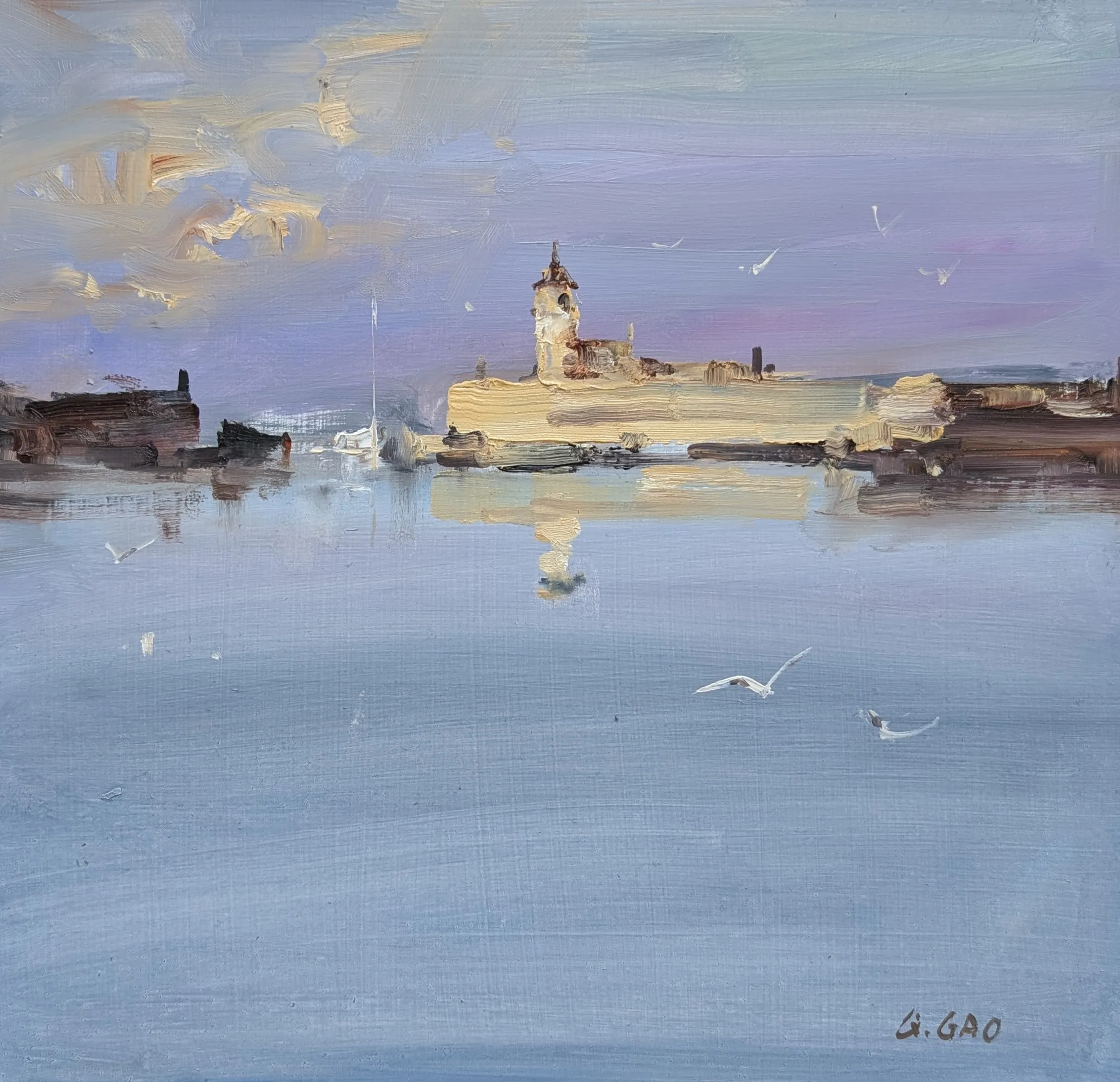Inner bay evening — oil painting by Qian Gao