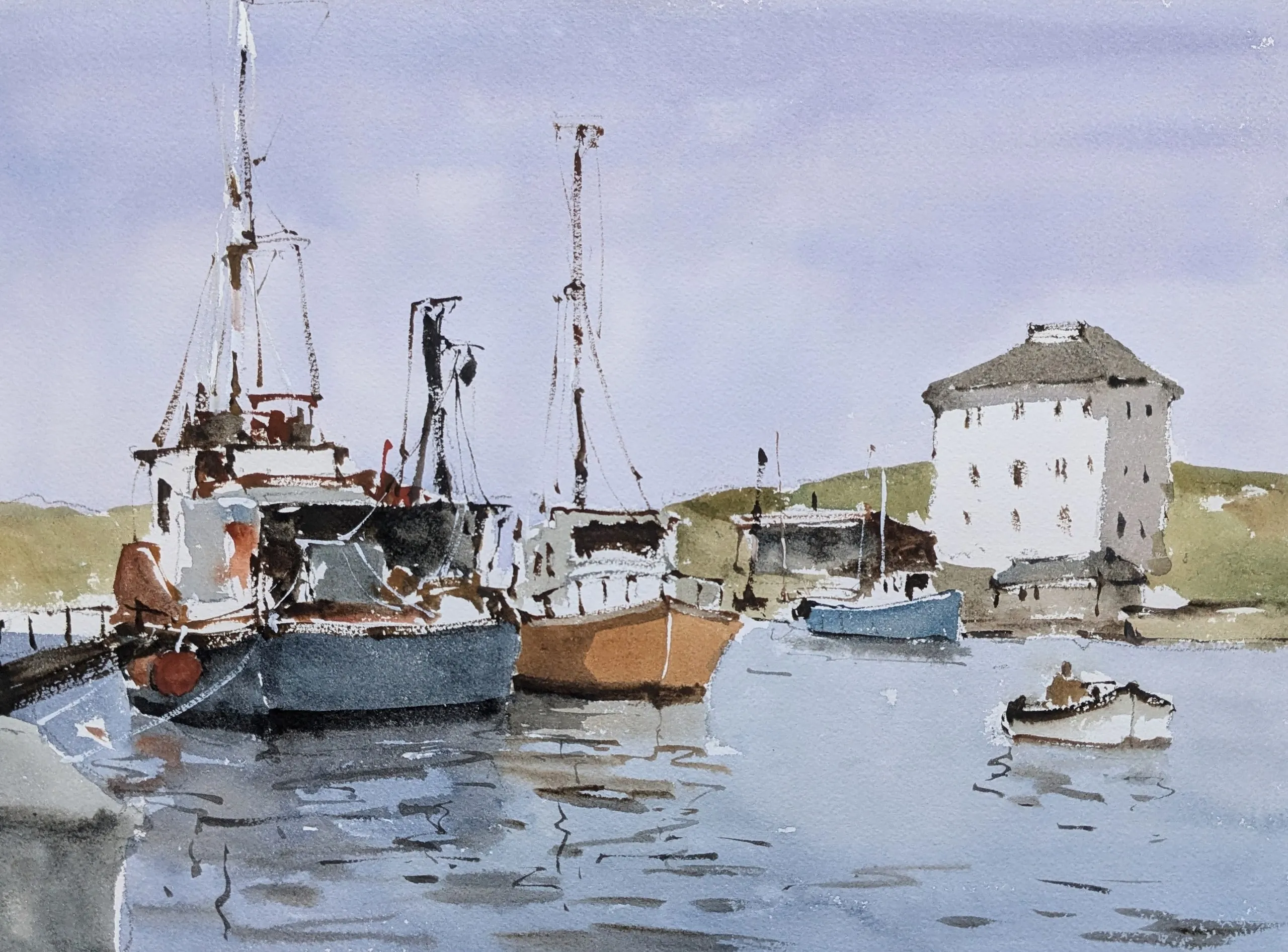 No-fishing day — watercolor painting by Qian Gao