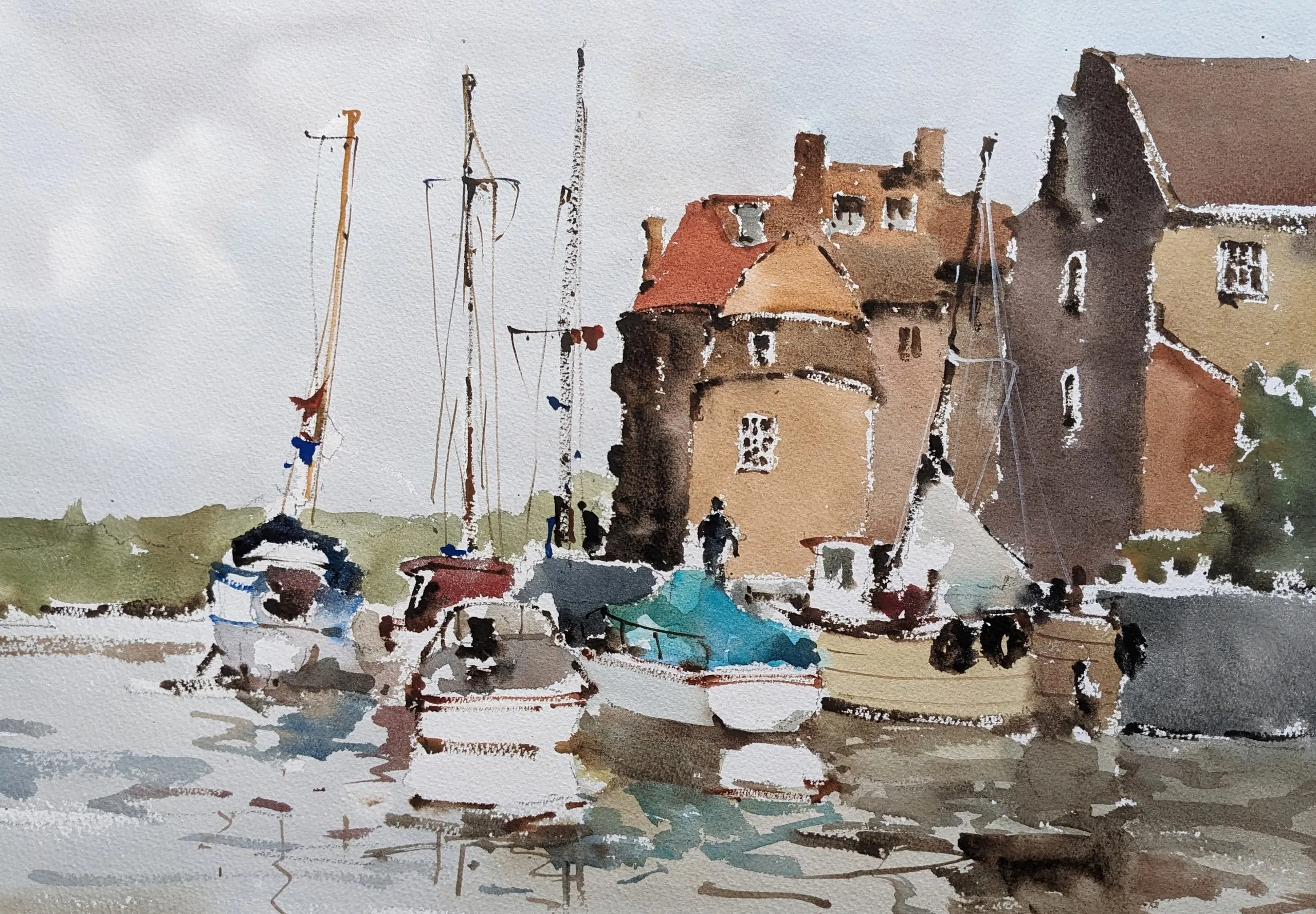 Outside the castle — watercolor painting by Qian Gao