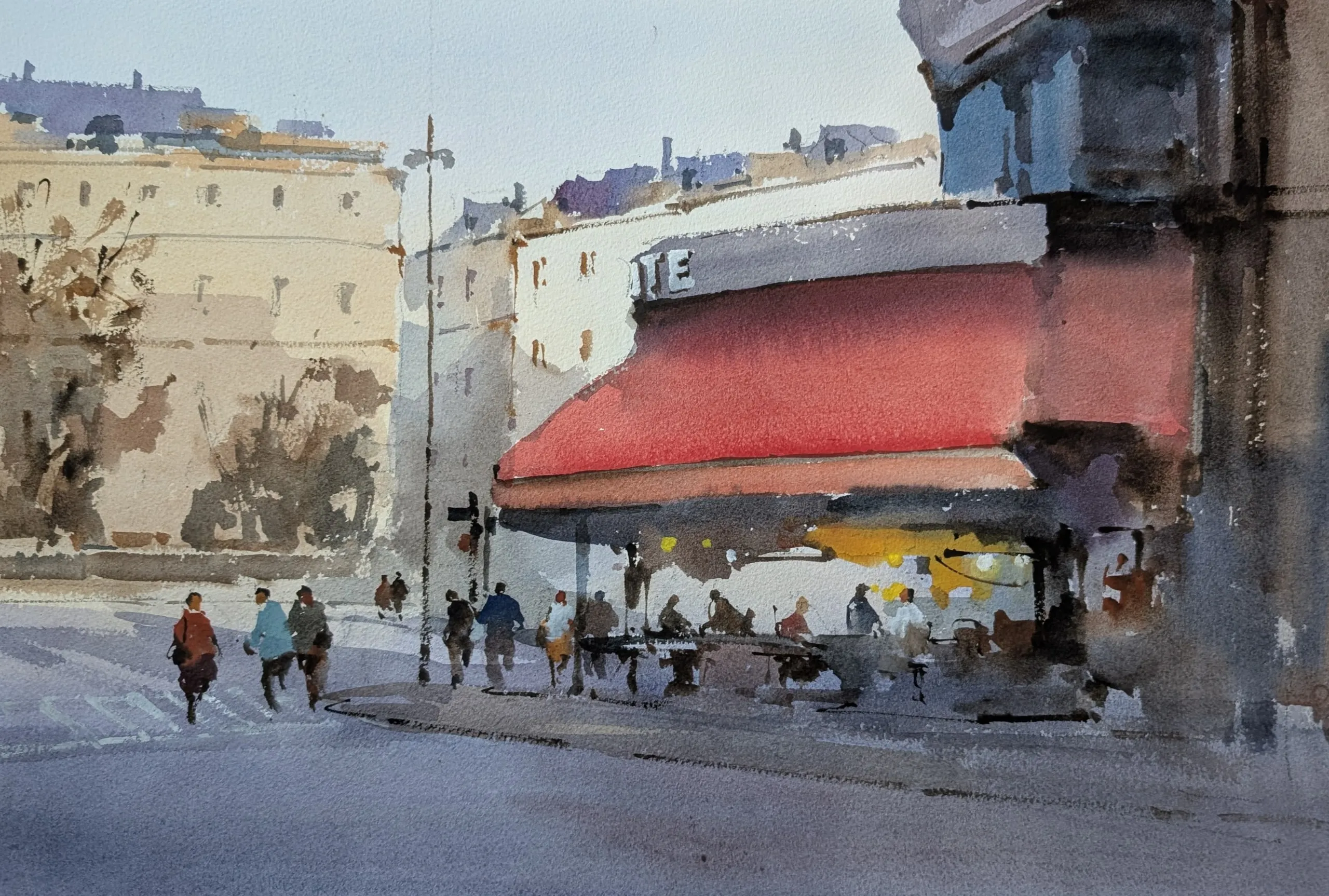 Paris cafe — watercolor painting by Qian Gao