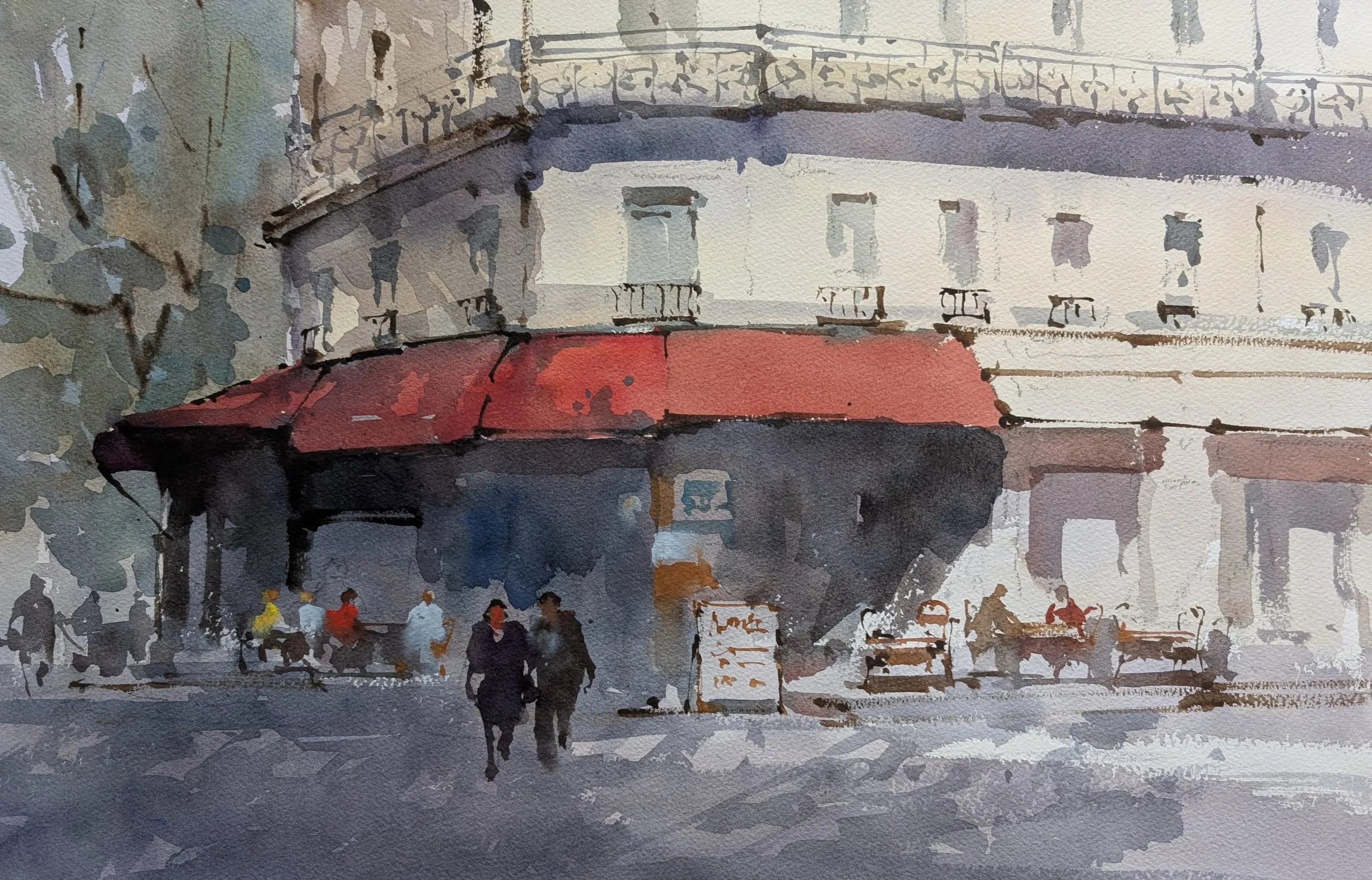 Shaded front door — watercolor painting by Qian Gao