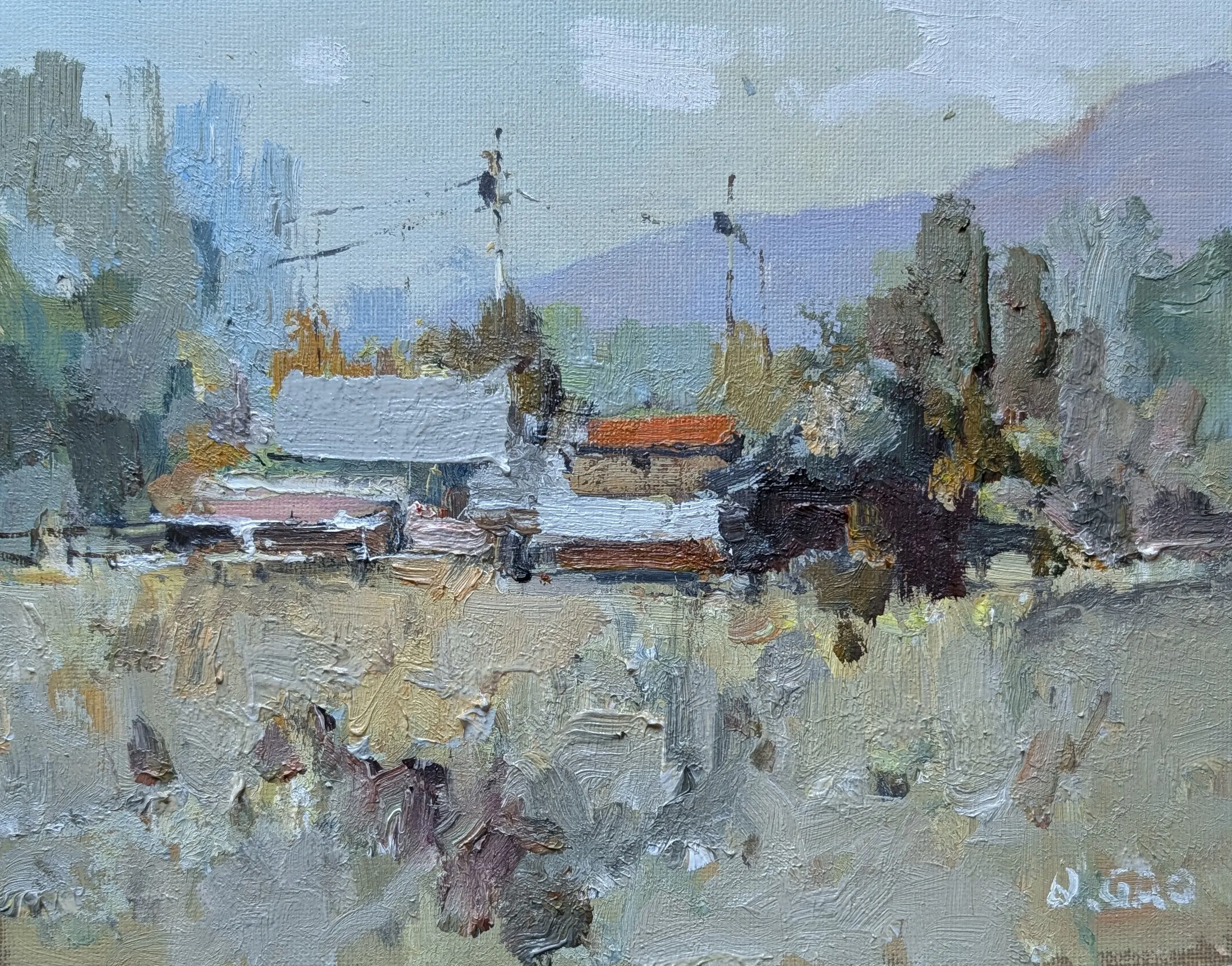The red roof — oil painting by Qian Gao