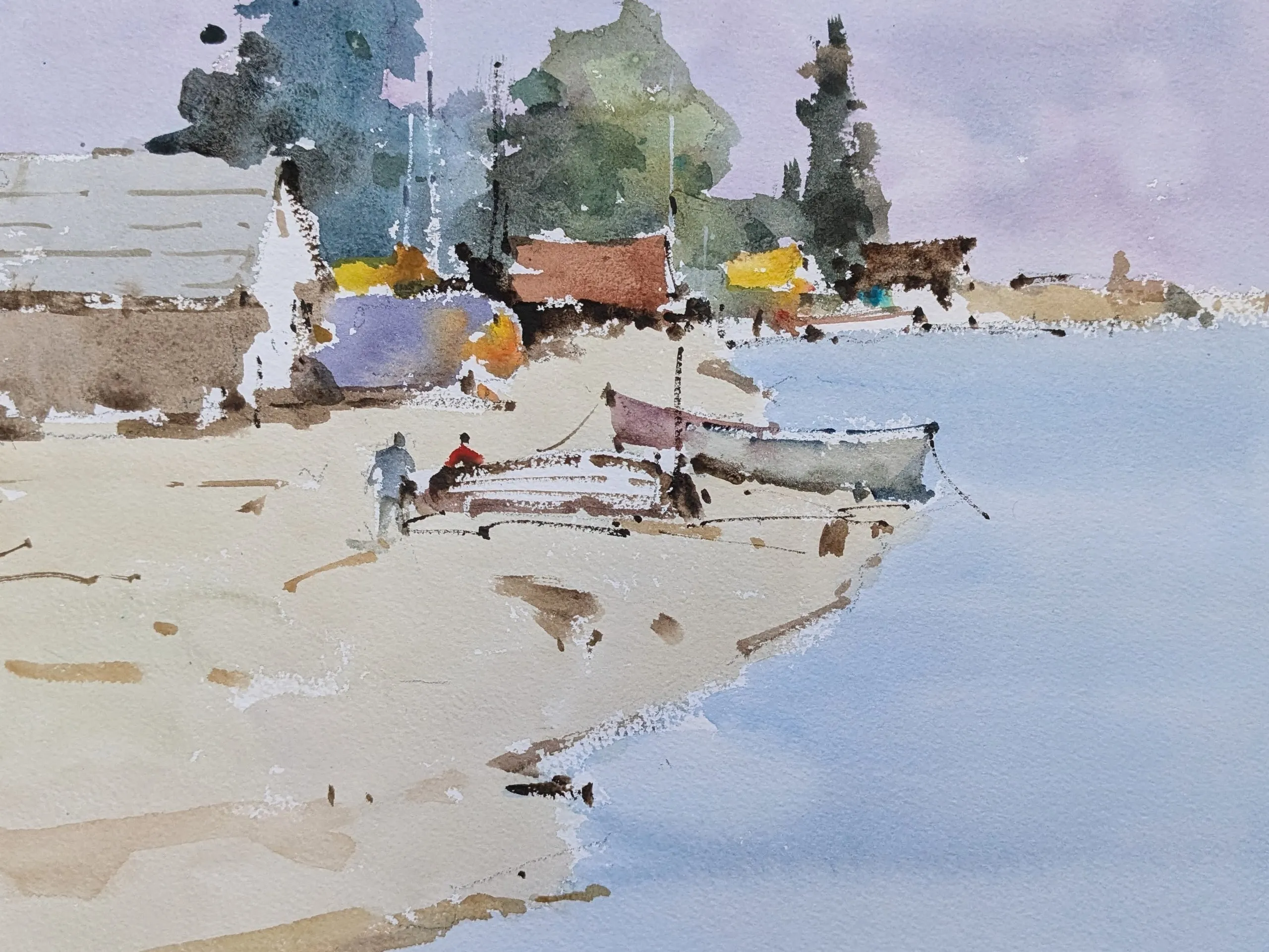 Waterfront — watercolor painting by Qian Gao