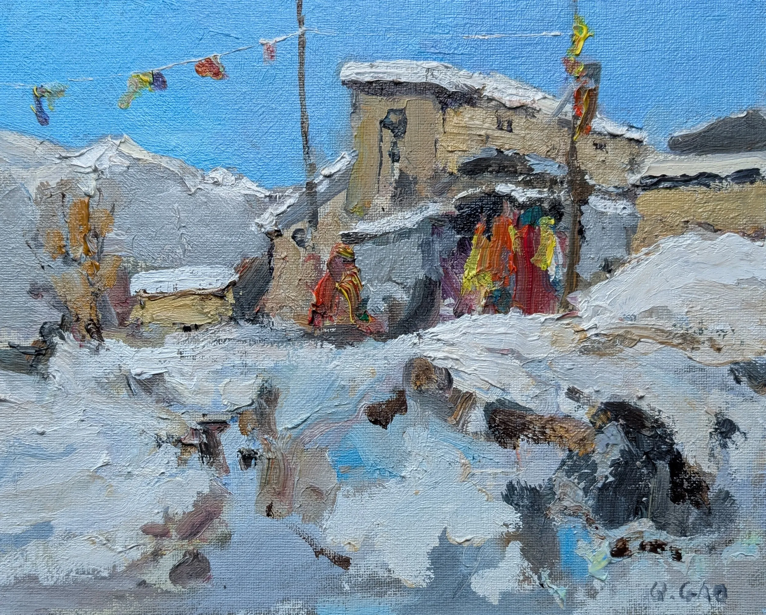 A Tibetan house — oil painting by Qian Gao
