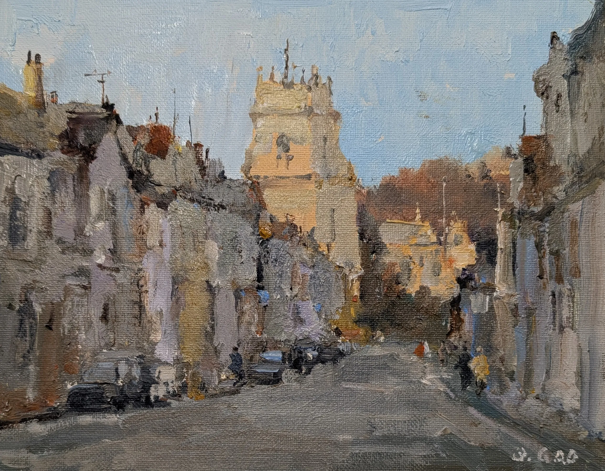 Town view in UK — oil painting by Qian Gao