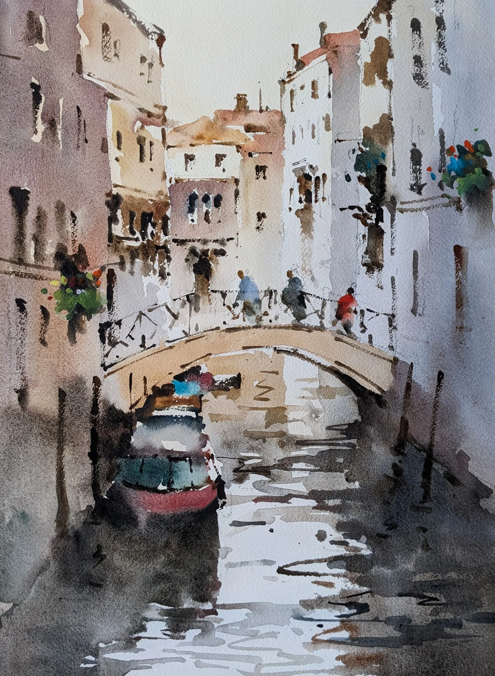 Venice Canal — watercolor painting by Qian Gao
